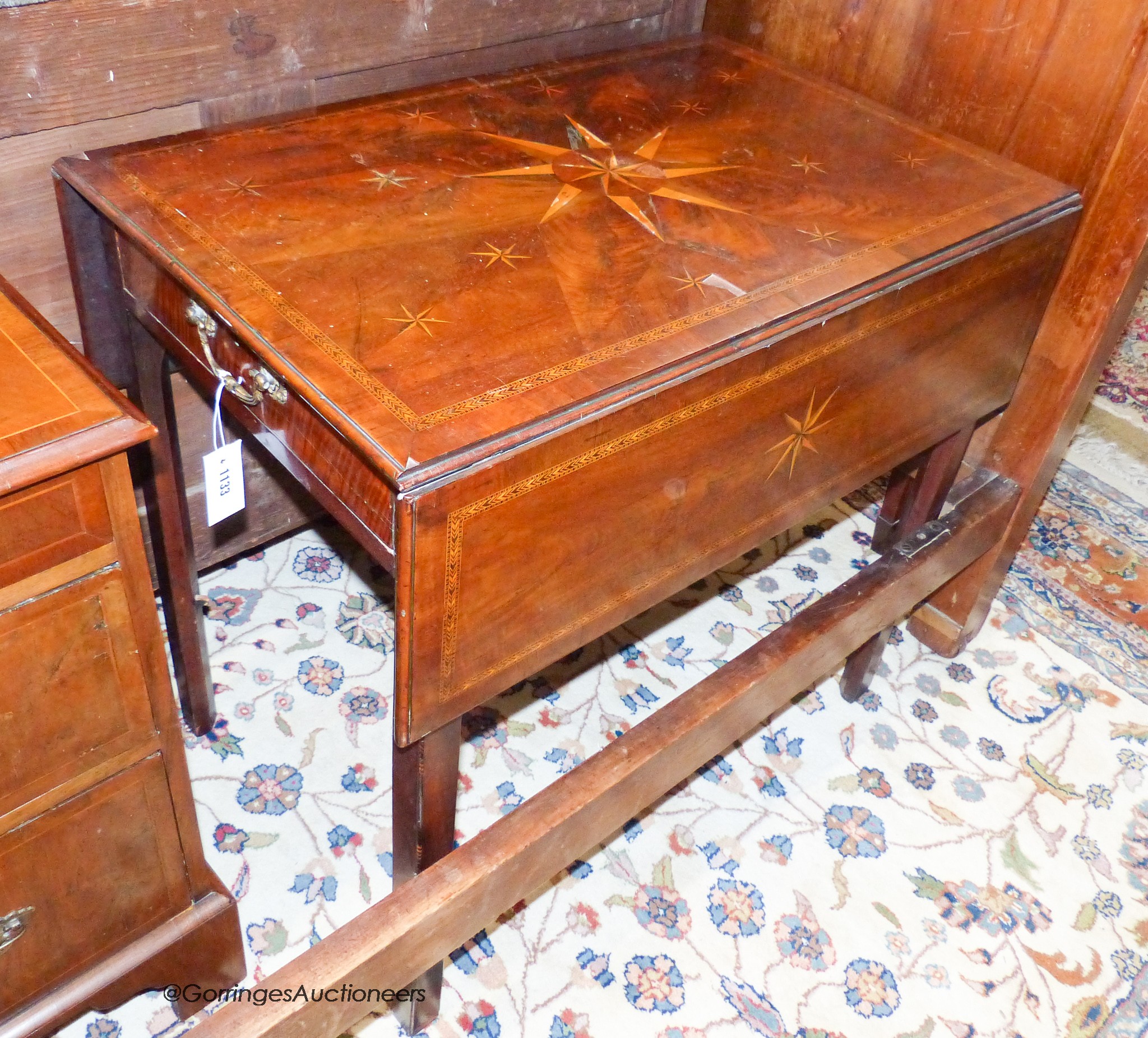 A George III mahogany Pembroke table, inlaid with star motifs, width 78cm, depth 51cm, height 71cm